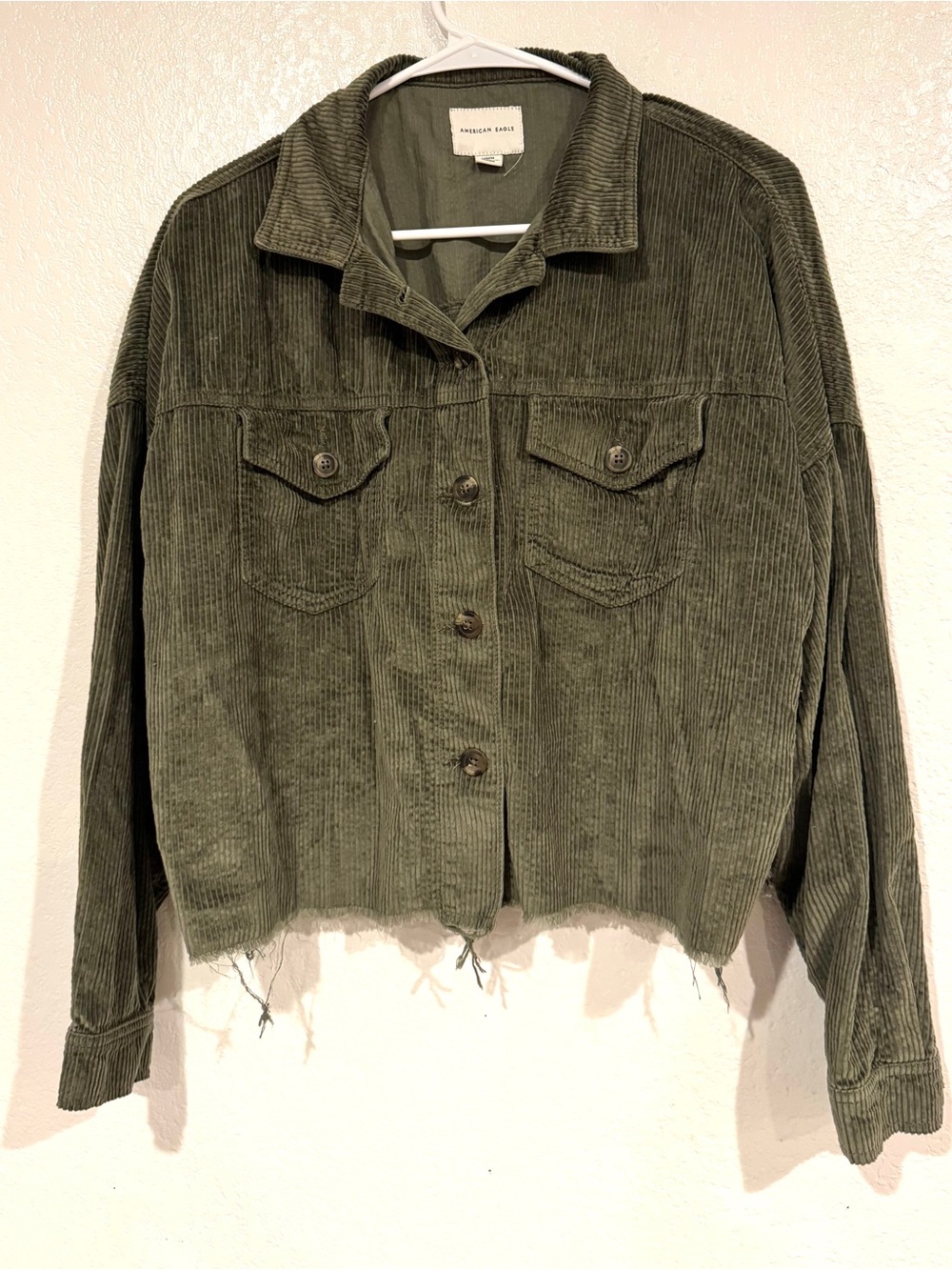 American Eagle Outfitters Olive Green Corduroy Cropped Jacket